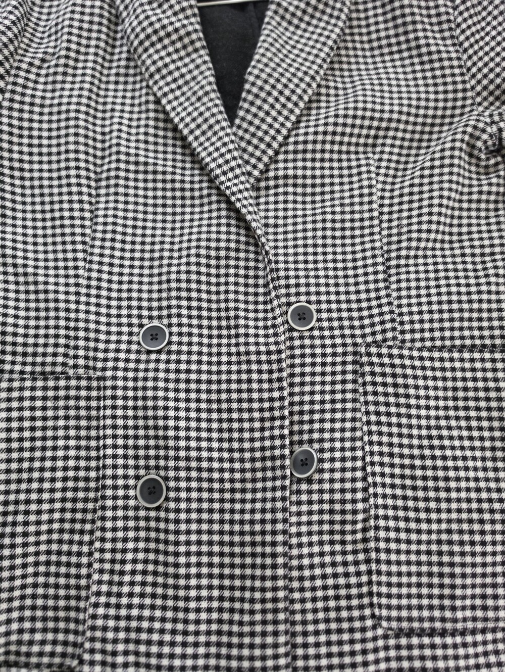 Bershka Black & White Gingham Double-Breasted Blazer - Picture 4 of 7